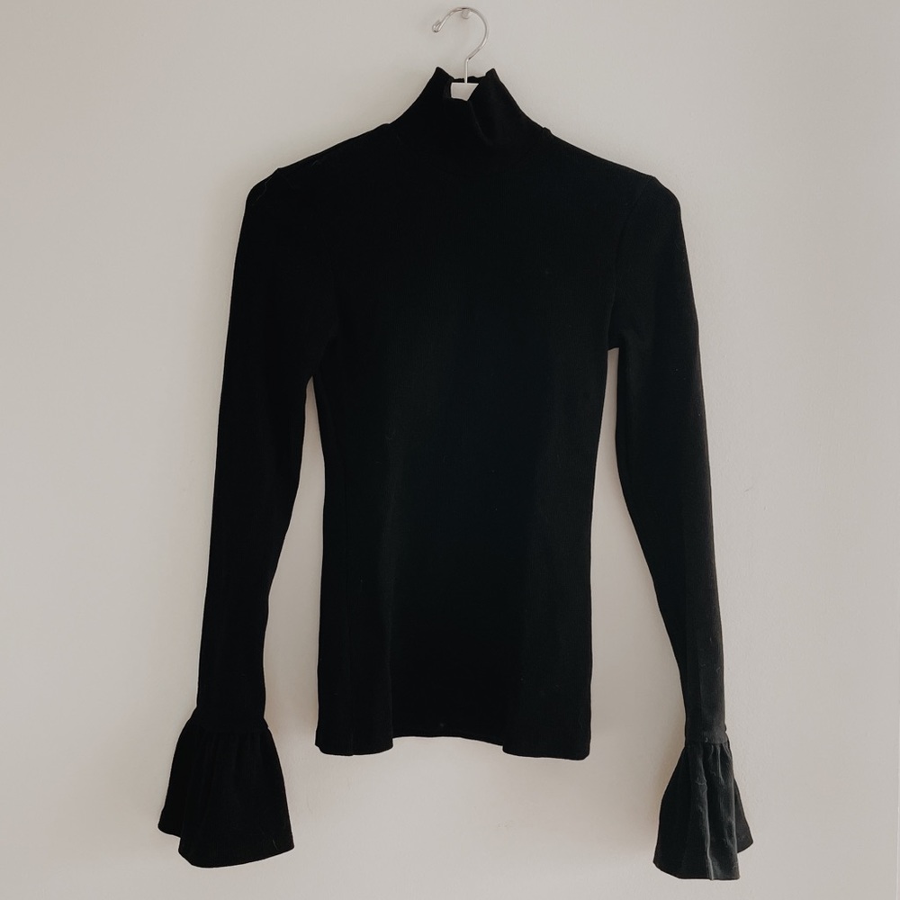 & Other Stories Black Flared Cuff Turtleneck